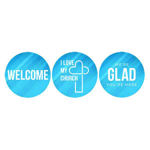 I Love My Church Blue Set Circle Handheld Signs