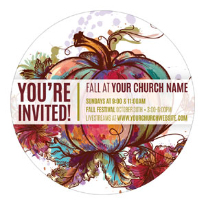 Colorful Pumpkin Circle InviteCards 