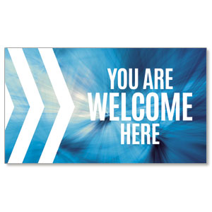 Chevron Blue Welcome Here Invite 2" x 3.5" Flat Invite
