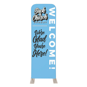 Back to Church Sunday Celebration Blue 2' x 6' Sleeve Banner