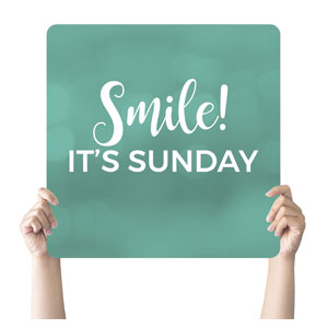 Turquoise Smile Hand Held Square Handheld Signs