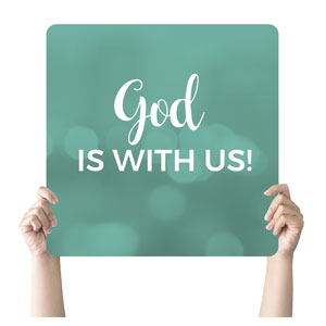 Turquoise God With Us Hand Held Square Handheld Signs