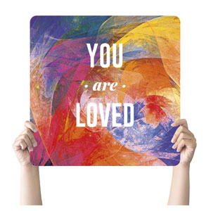 Vivid Paint Loved Hand Held Square Handheld Signs