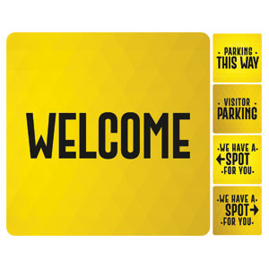 Yellow Parking Set Hand Held Square Handheld Signs
