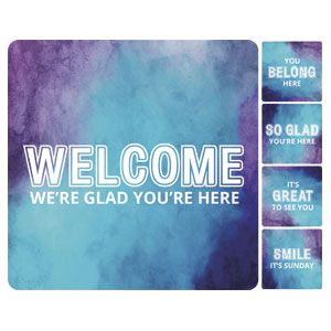 Blue Stucco Greeter Set Square Handheld Signs