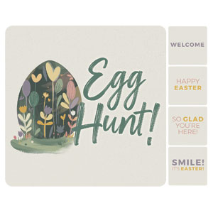 Egg Hunt Flower Design Set Square Handheld Signs