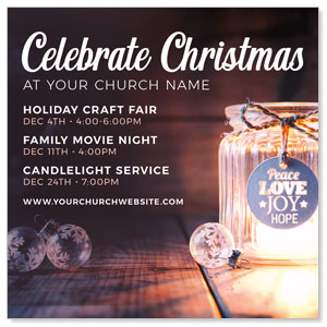 Christmas Candle Glow 3.75" x 3.75" Square InviteCards