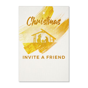 Christmas Gold Brush Stroke Invite A Friend 23" x 34.5" Rigid Sign