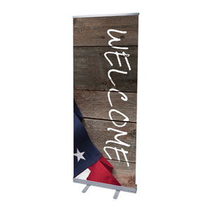 American Flag Invited 2'7" x 6'7"  Vinyl Banner